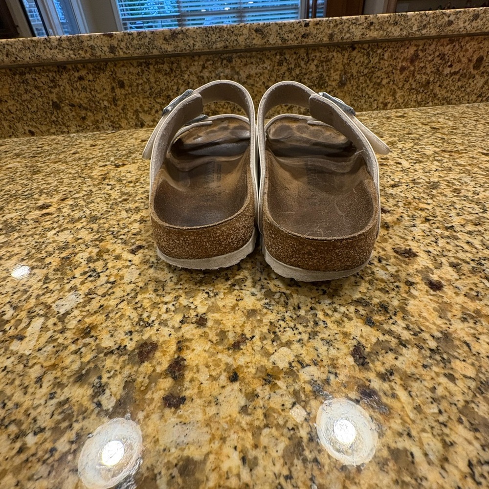 Birkenstock Arizona White Birkoflor Sandals Slides Size 41 US Wmns 10-10.5 Wide - Picture 9 of 11